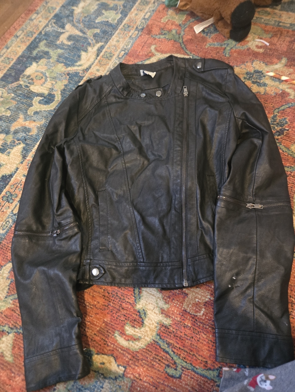 Hayden Black Faux Leather Bomber Jacket